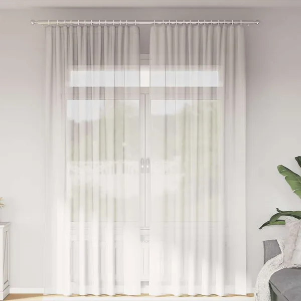 Rideaux en voile avec passe-tringles 2 pcs blanc