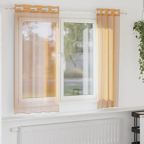 Rideaux en voile avec œillets 2 pcs orange 140x175 cm