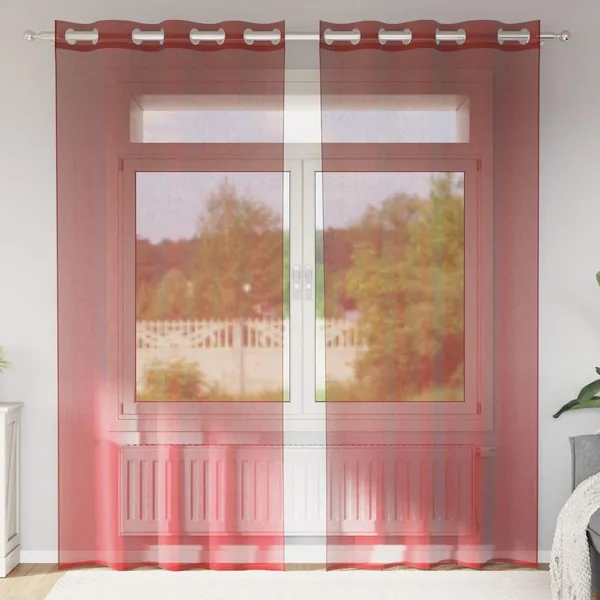 Rideaux en voile avec œillets 2 pcs rouge bordeaux
