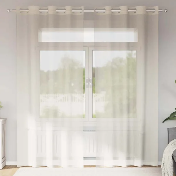 Rideaux en voile avec œillets 2 pcs crème 140x225 cm
