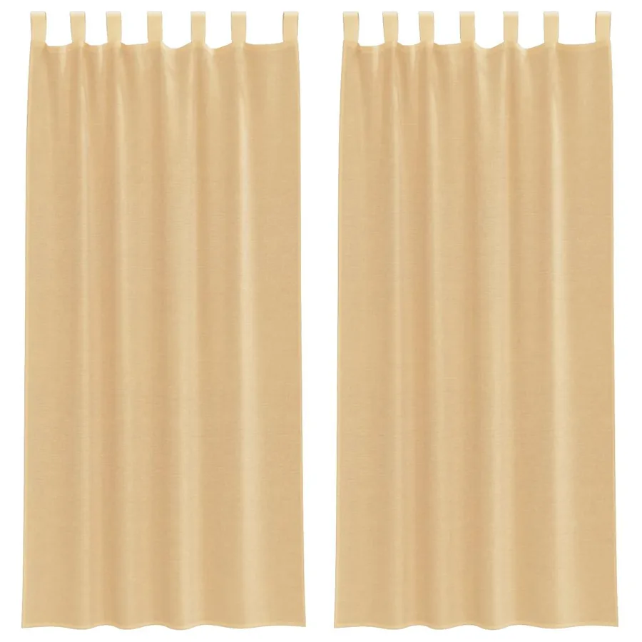 Rideaux en voile avec passe-tringles 2 pcs sable - 2