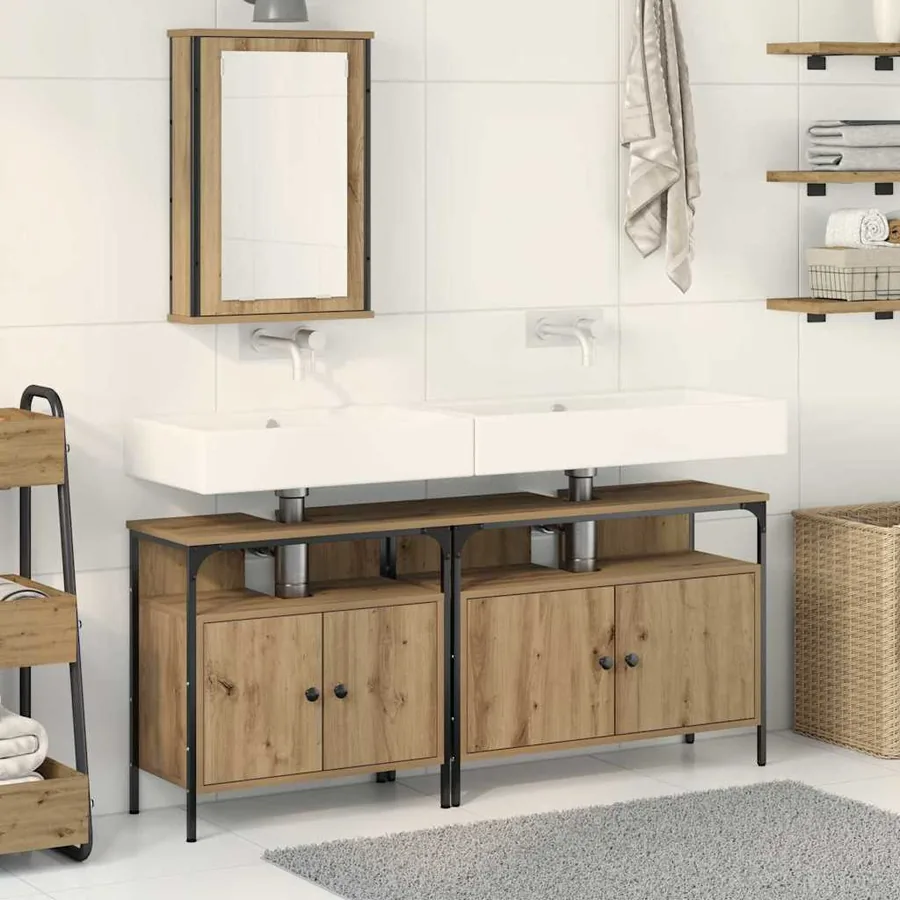 Meubles de salle de bain 3 pc Marron 80 x 30 x 60 cm