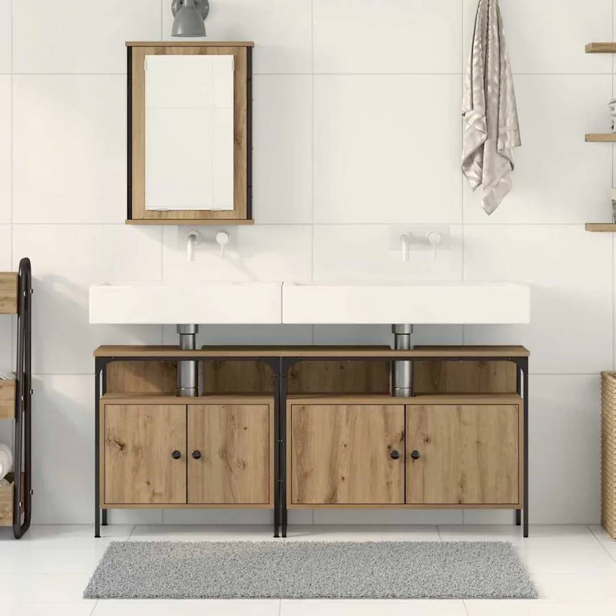 Meubles de salle de bain 3 pc Marron 80 x 30 x 60 cm - 4