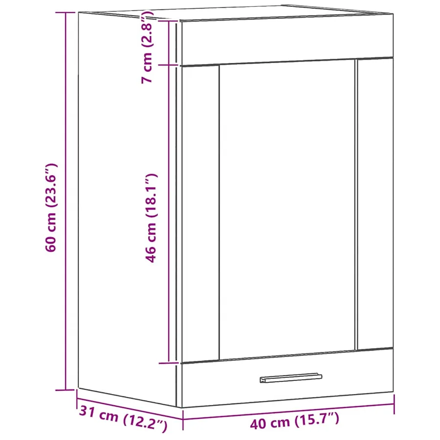 Vitrine suspendue en chêne noir 40x31x60 cm bois d'ingénierie - 13