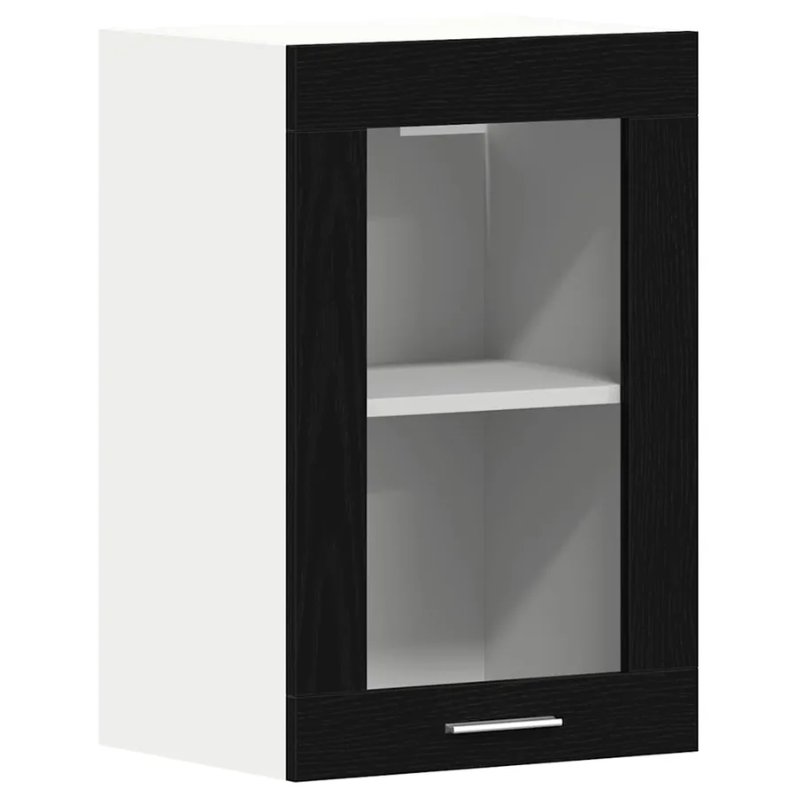 Vitrine suspendue en chêne noir 40x31x60 cm bois d'ingénierie - 2