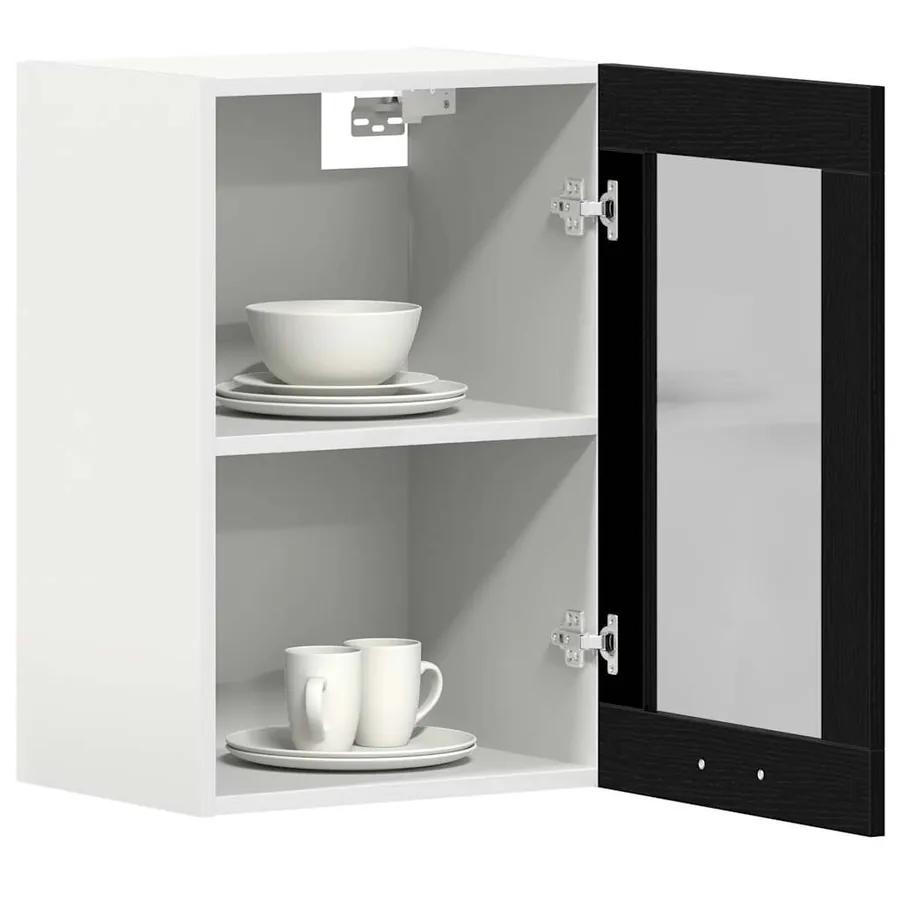 Vitrine suspendue en chêne noir 40x31x60 cm bois d'ingénierie - 4