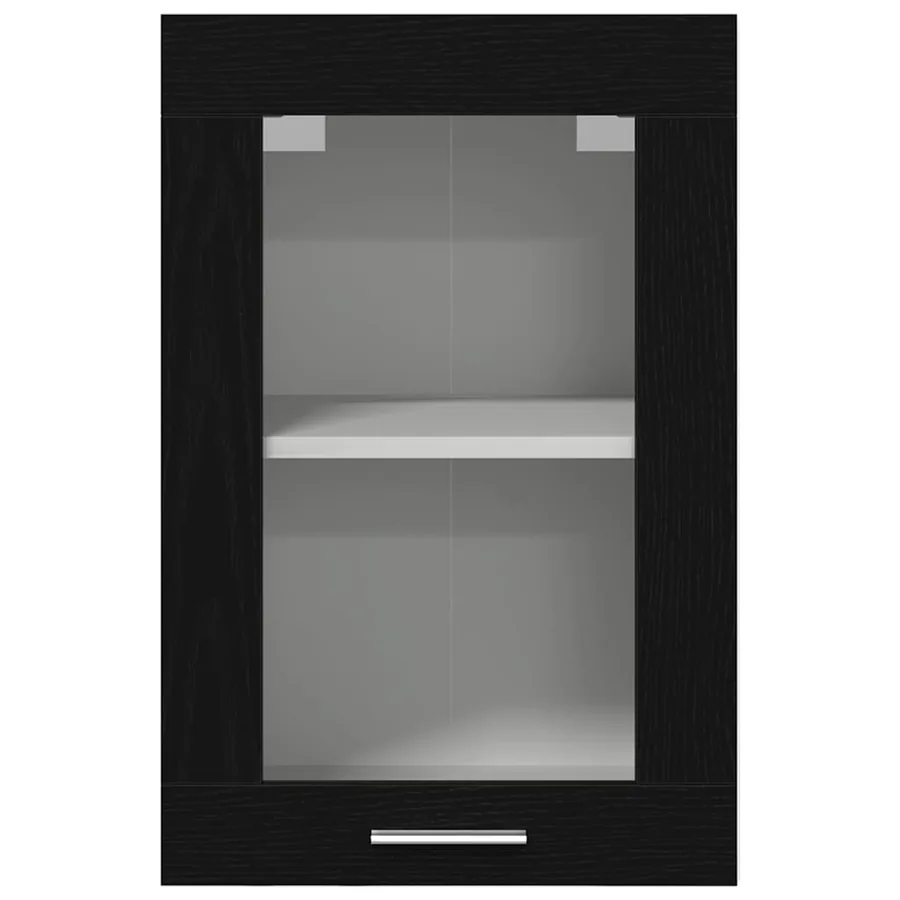 Vitrine suspendue en chêne noir 40x31x60 cm bois d'ingénierie - 6