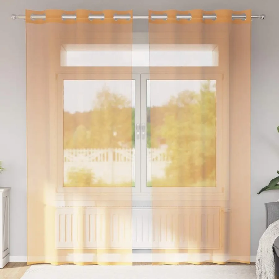Rideaux en voile avec œillets 2 pcs orange 140x245 cm