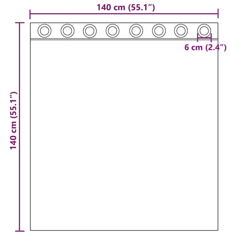 Rideaux en voile avec œillets 2 pcs noir 140x140 cm - 8