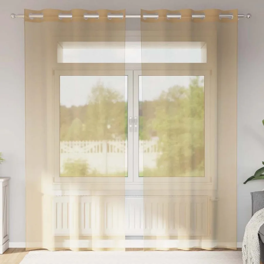 Rideaux en voile avec œillets 2 pcs sable