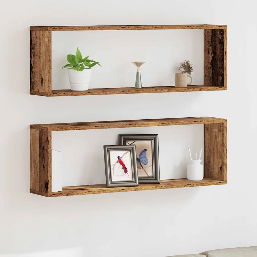 Étagères Murales avec étagère 2 pcs Bois ancien 80 x 15 x 26 cm