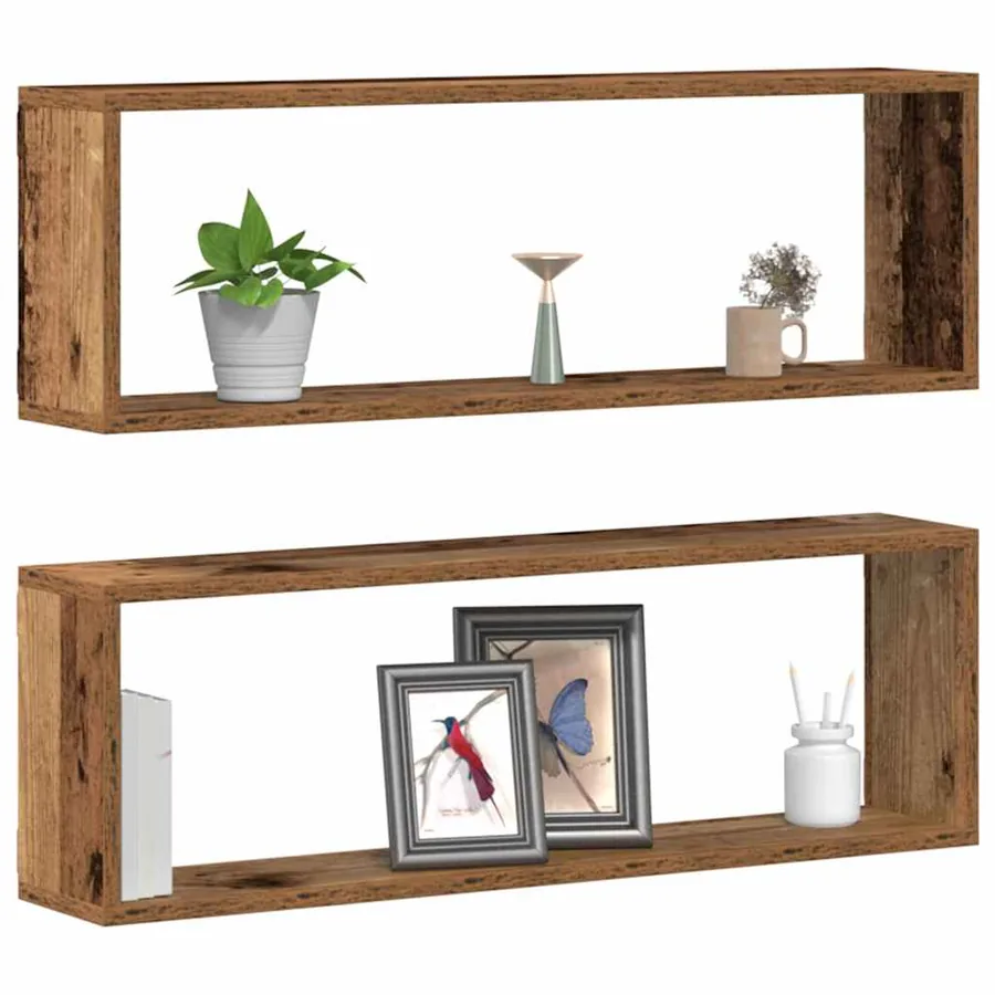Étagères Murales avec étagère 2 pcs Bois ancien 80 x 15 x 26 cm - 3