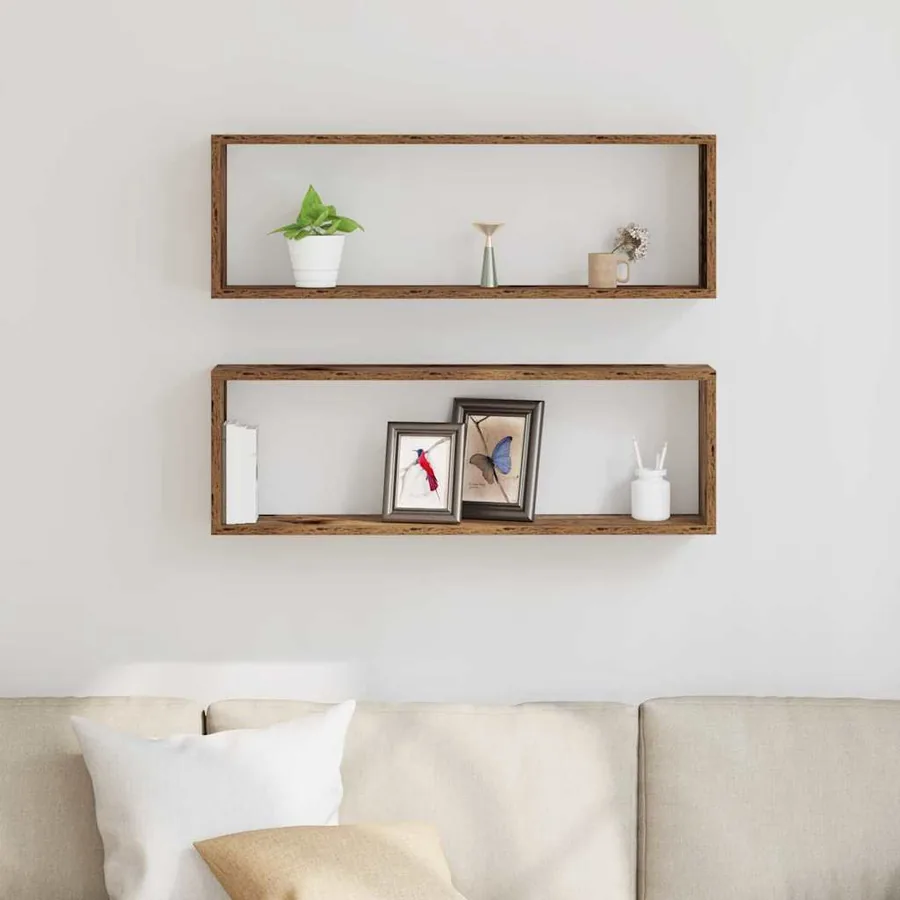 Étagères Murales avec étagère 2 pcs Bois ancien 80 x 15 x 26 cm - 4