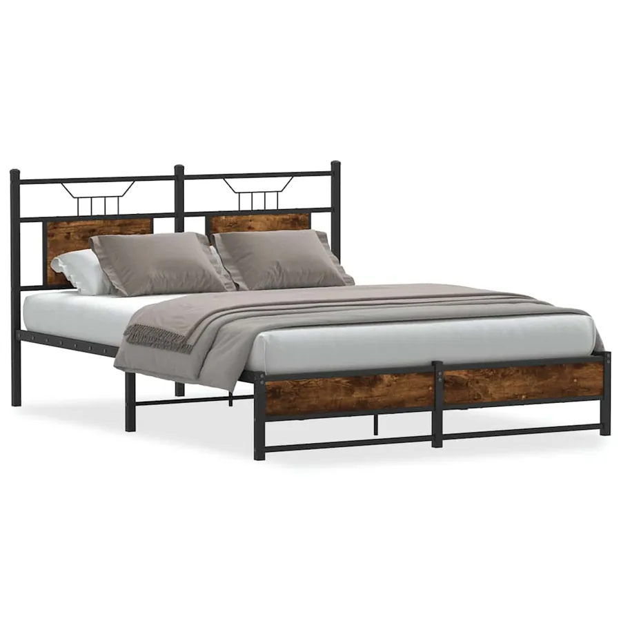 Cadre de lit sans matelas chêne fumé 150x200 cm bois ingénierie - 2