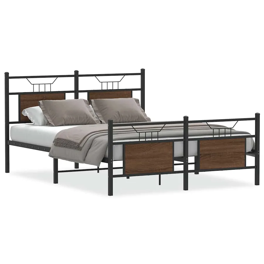 Cadre de lit sans matelas chêne marron 140x200 cm - 2