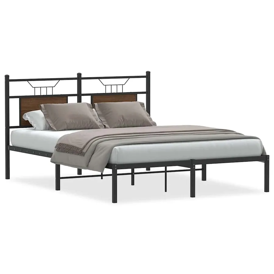 Cadre de lit sans matelas chêne marron 150x200 cm - 2