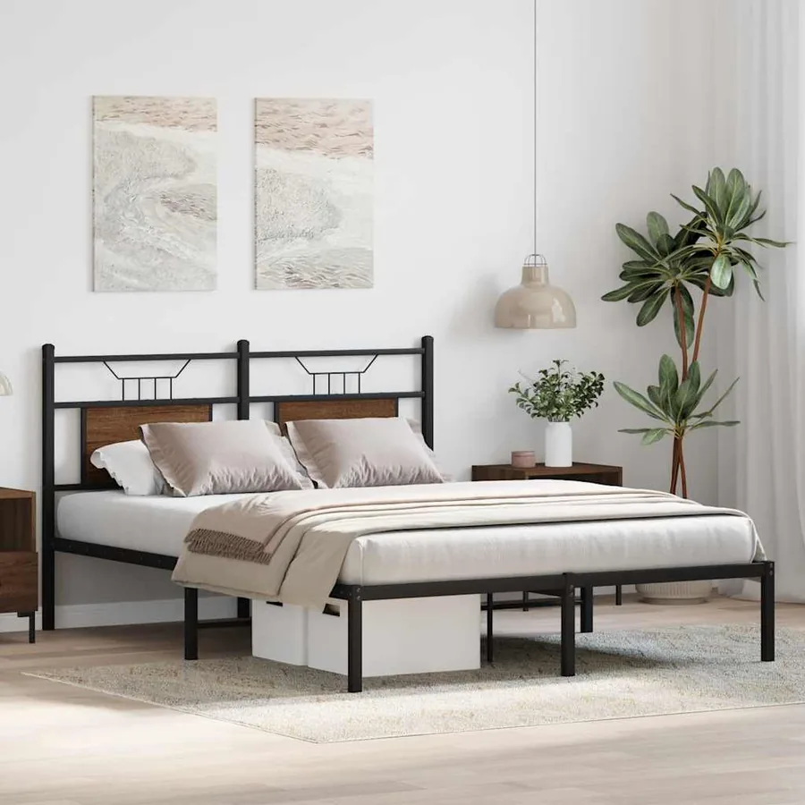 Cadre de lit sans matelas chêne marron 150x200 cm - 5