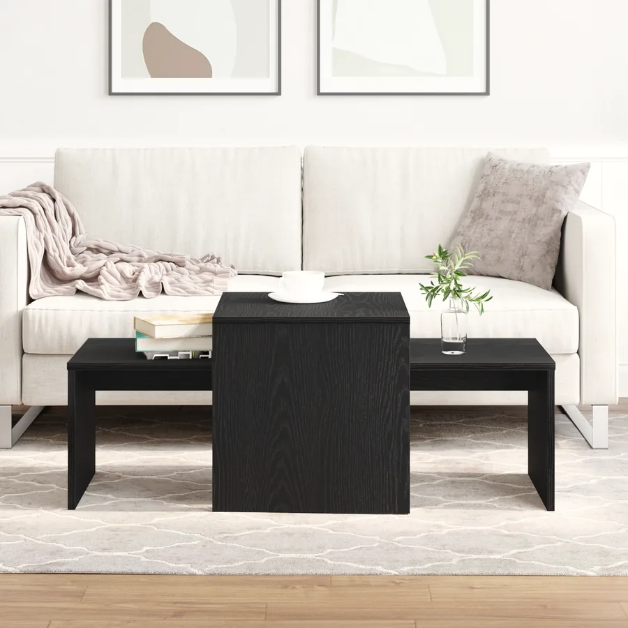 Tables gigognes Chêne noir 100 x 48 x 40 cm Bois d'ingénierie