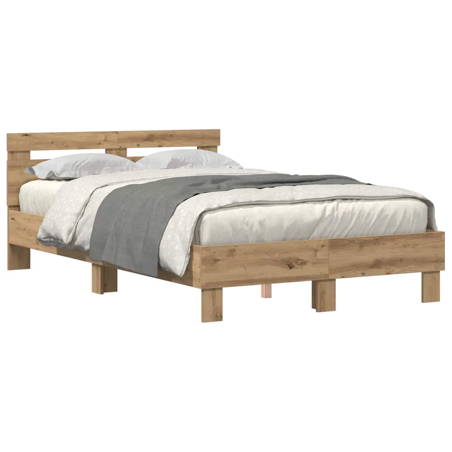Cadre de lit Chêne artisanal 135 x 190 cm Bois d'ingénierie - 2