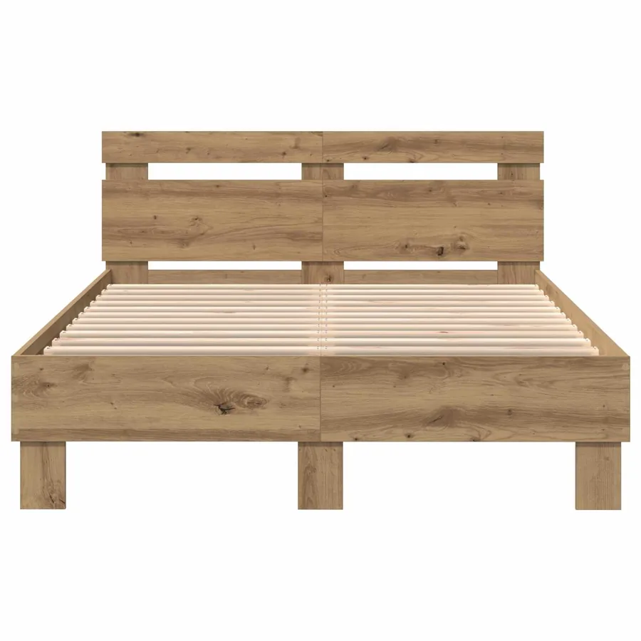 Cadre de lit Chêne artisanal 135 x 190 cm Bois d'ingénierie - 6