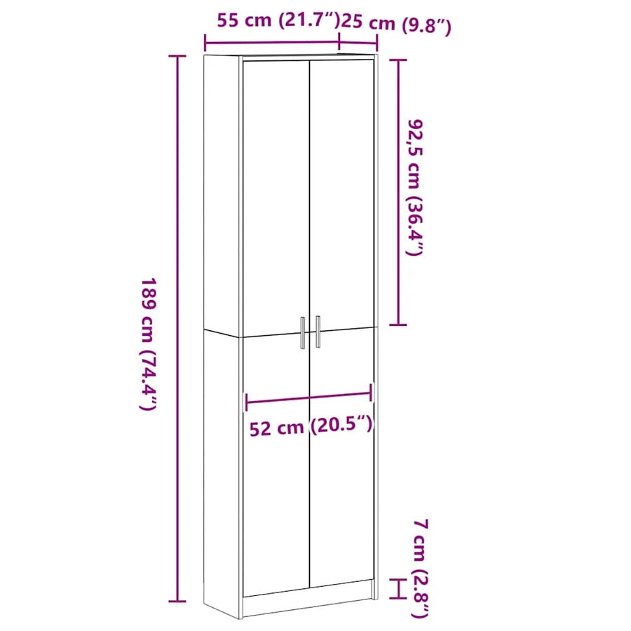 Armoire Chêne noir 55 x 25 x 189 cm Bois d'ingénierie - 11