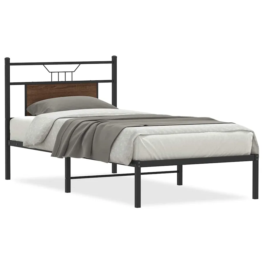 Cadre de lit sans matelas chêne marron 90x200cm bois ingénierie - 2