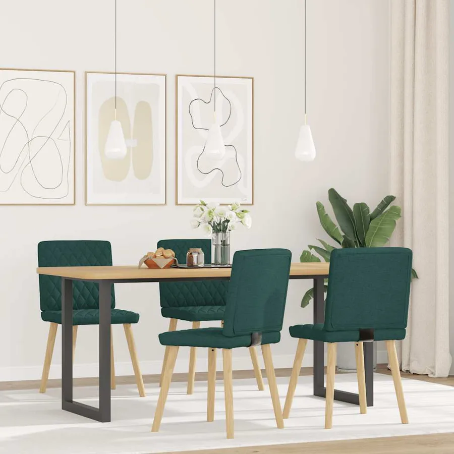 Chaises à manger lot de 4 vert foncé tissu - 2