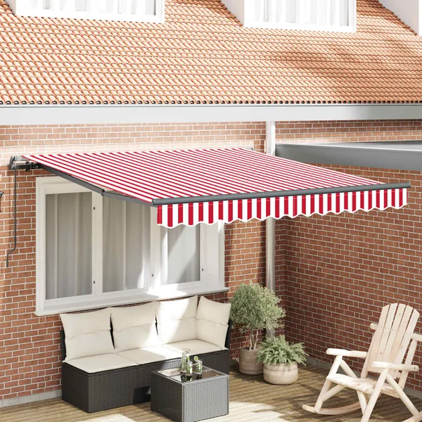 Auvent rétractable Rouge et Blanc 350 x 250 cm