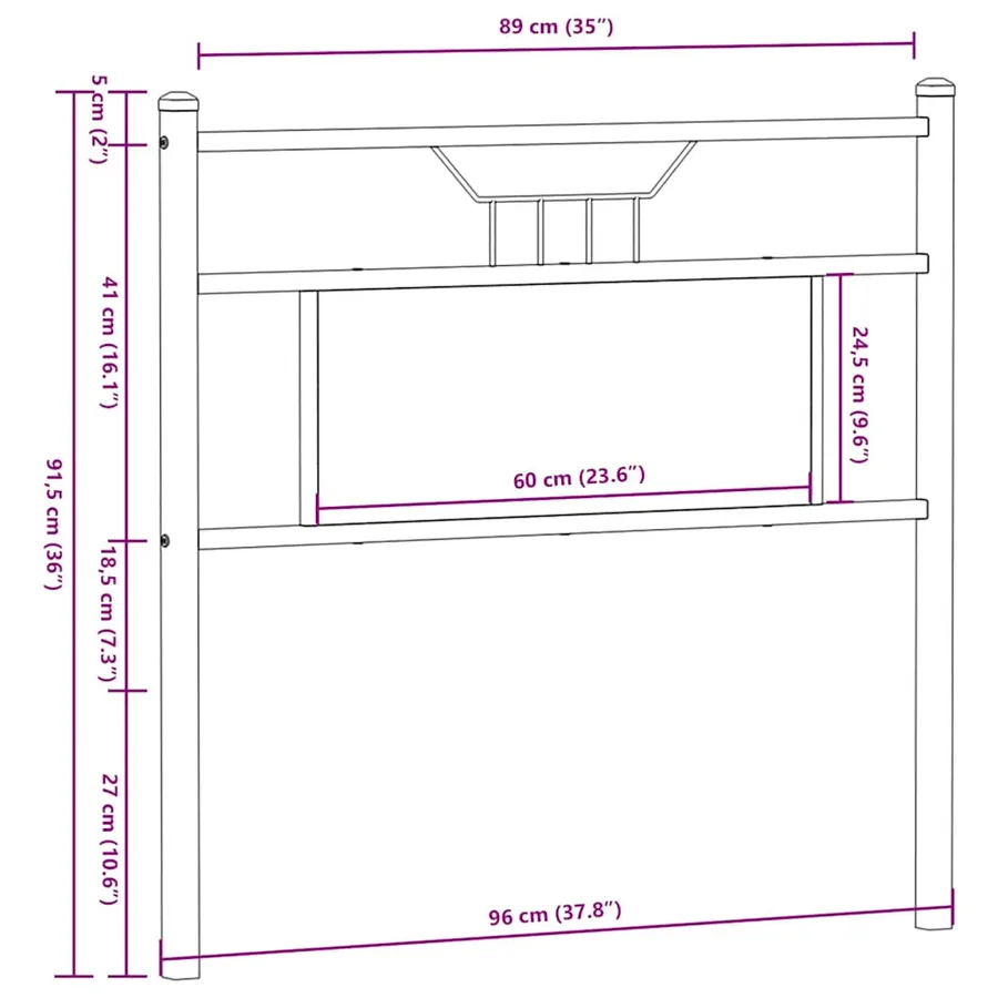 Tête de lit de remplacement chêne sonoma 90 cm bois d'ingénierie et acier - 8