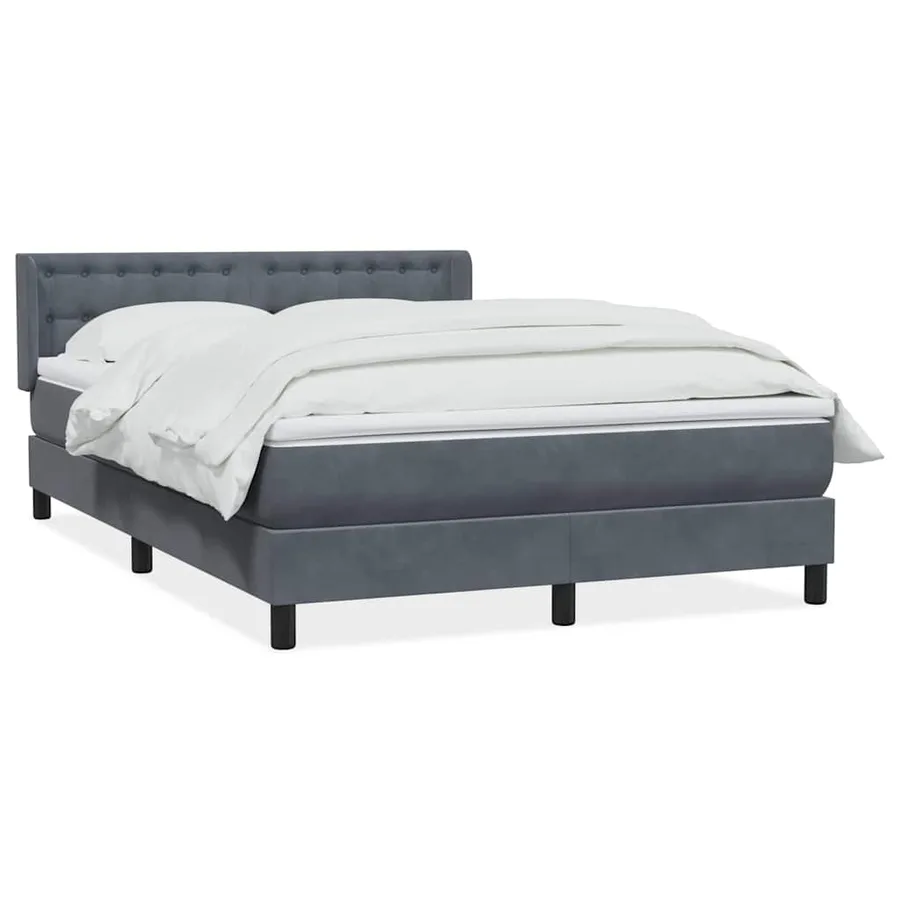 Sommier à lattes de lit et matelas gris foncé 160x220cm velours - 2