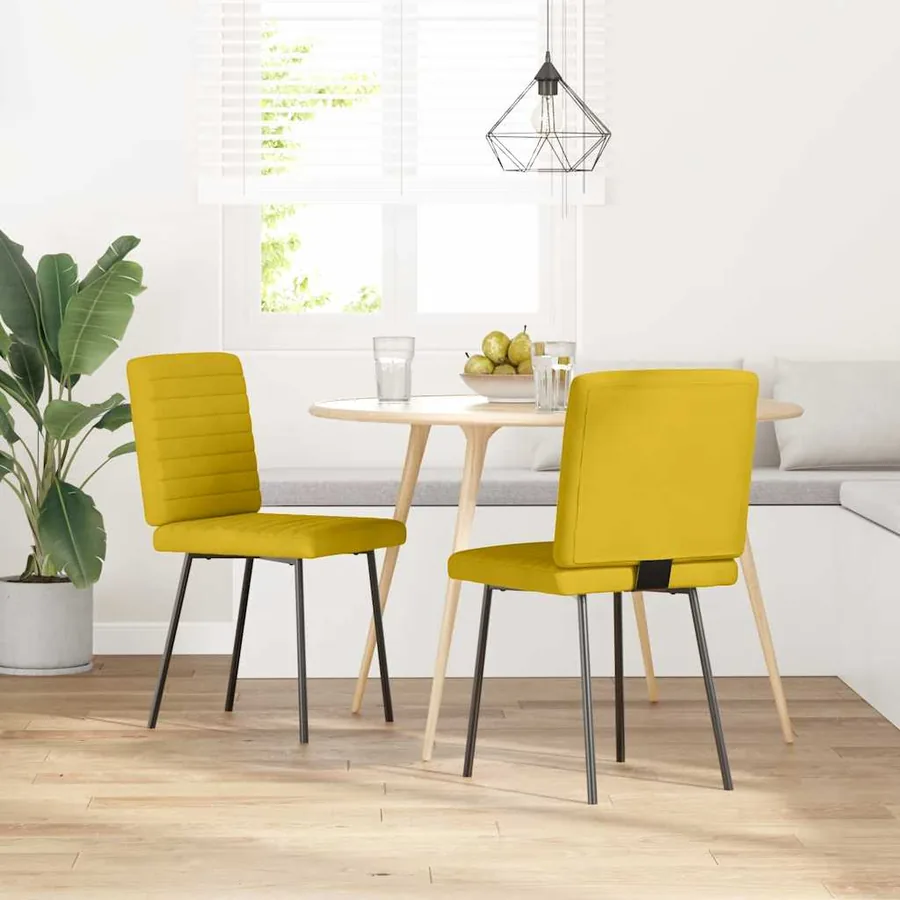 Chaises à manger lot de 2 Jaune Velours