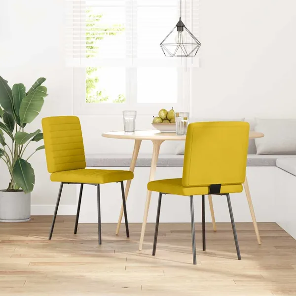 Chaises à manger lot de 2 Jaune Velours