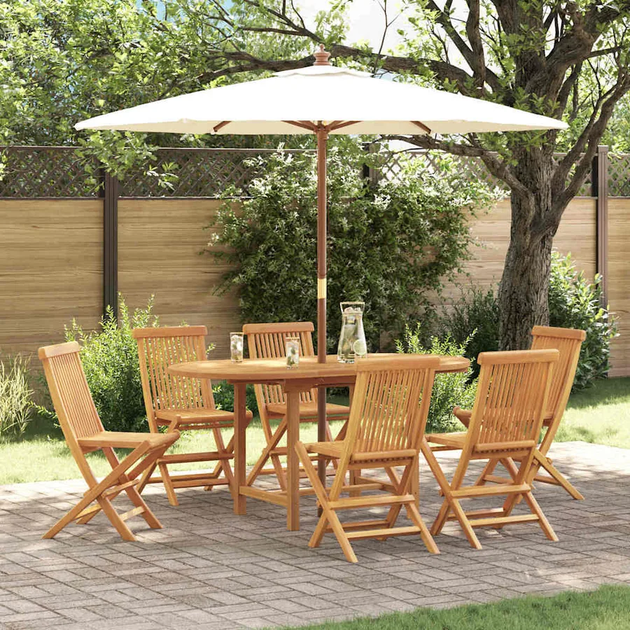 Ensemble de salle à manger pour jardin 7 pcs Marron