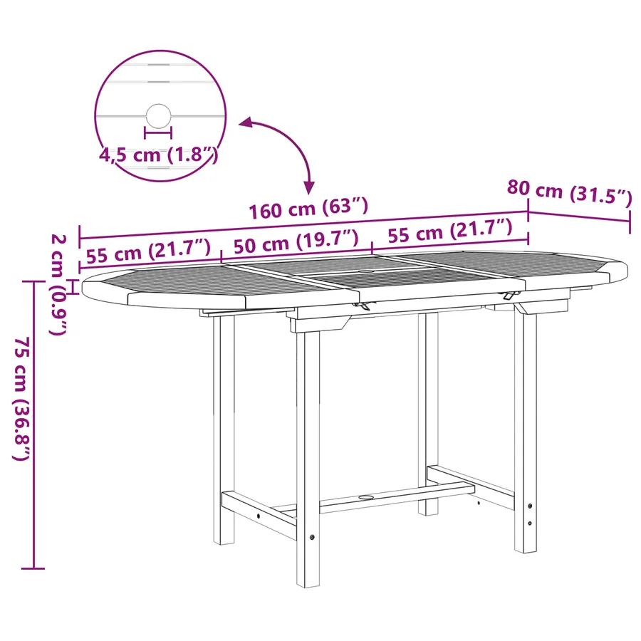 Ensemble de salle à manger pour jardin 7 pcs Marron - 14