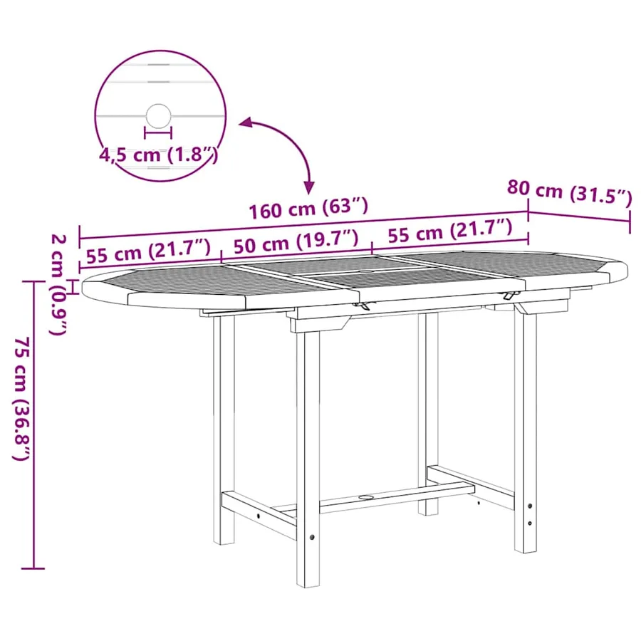 Ensemble de salle à manger pour jardin 7 pcs Marron - 16