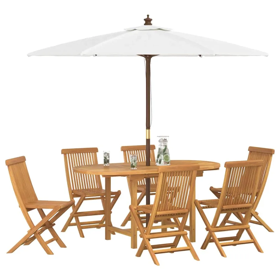 Ensemble de salle à manger pour jardin 7 pcs Marron - 3