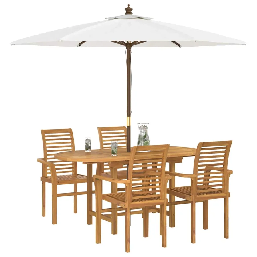Ensemble de salle à manger pour jardin 5 pcs Marron - 3