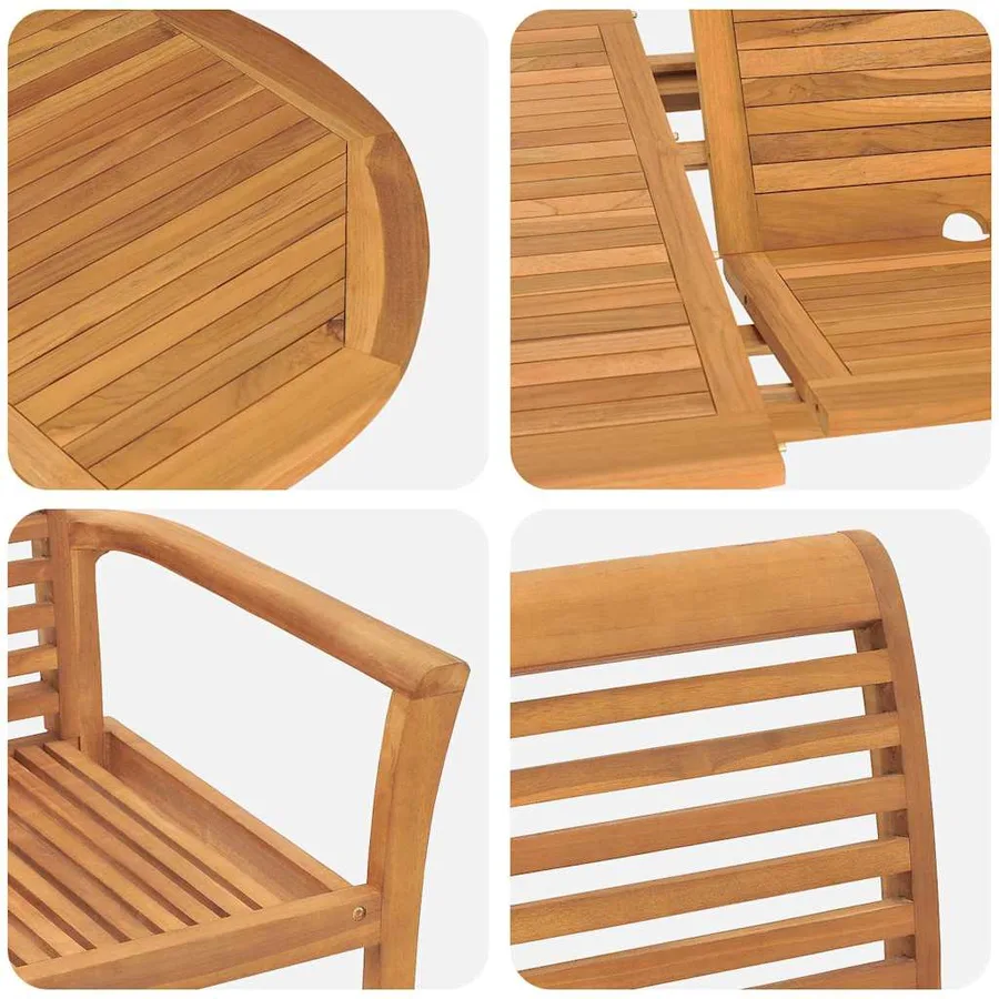 Ensemble de salle à manger pour jardin 5 pcs Marron - 9