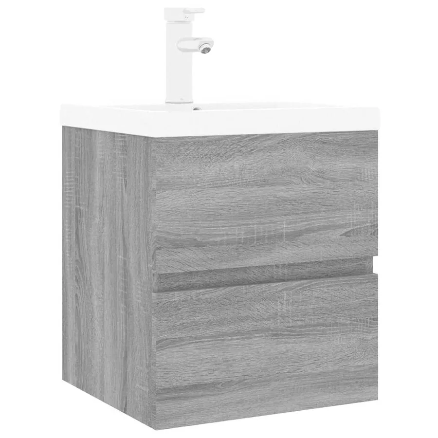 Meuble lavabo avec bassin intégré Sonoma gris Bois d'ingénierie - 2