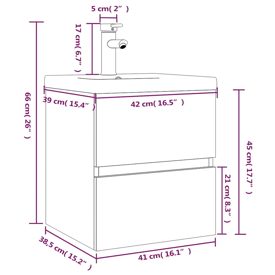 Meuble lavabo avec bassin intégré Sonoma gris Bois d'ingénierie - 7
