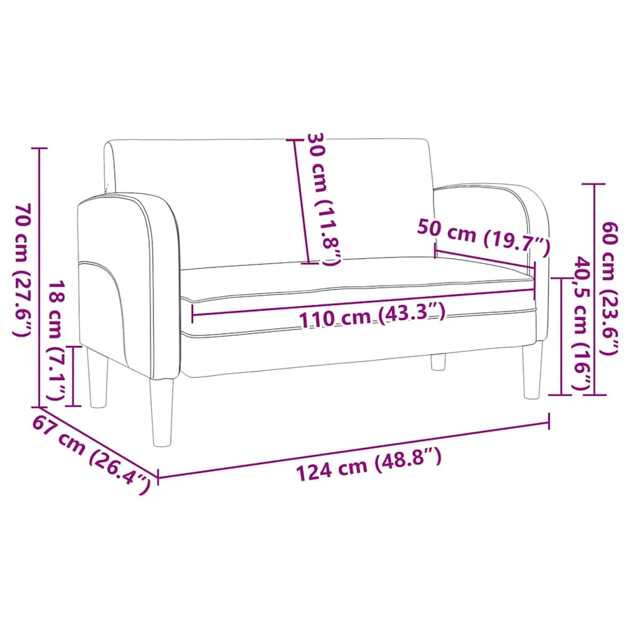 Canapé causeuse gris 110 cm similicuir - 8