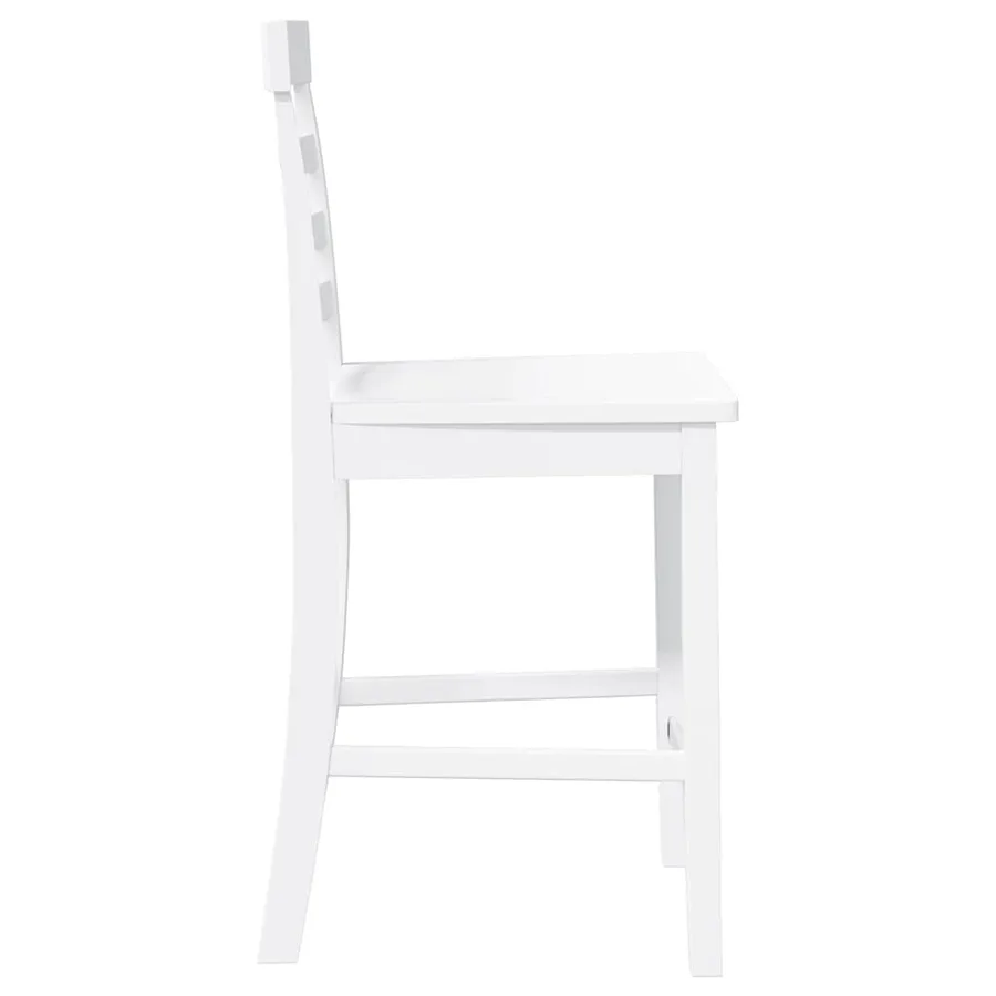 Tabourets de bar 2 pcs blanc bois massif d'hévéa - 6