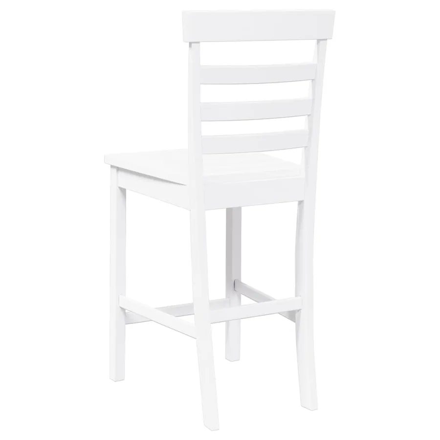 Tabourets de bar 2 pcs blanc bois massif d'hévéa - 7