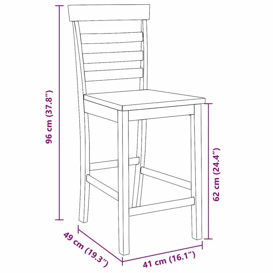 Tabourets de bar 2 pcs blanc bois massif d'hévéa - 9