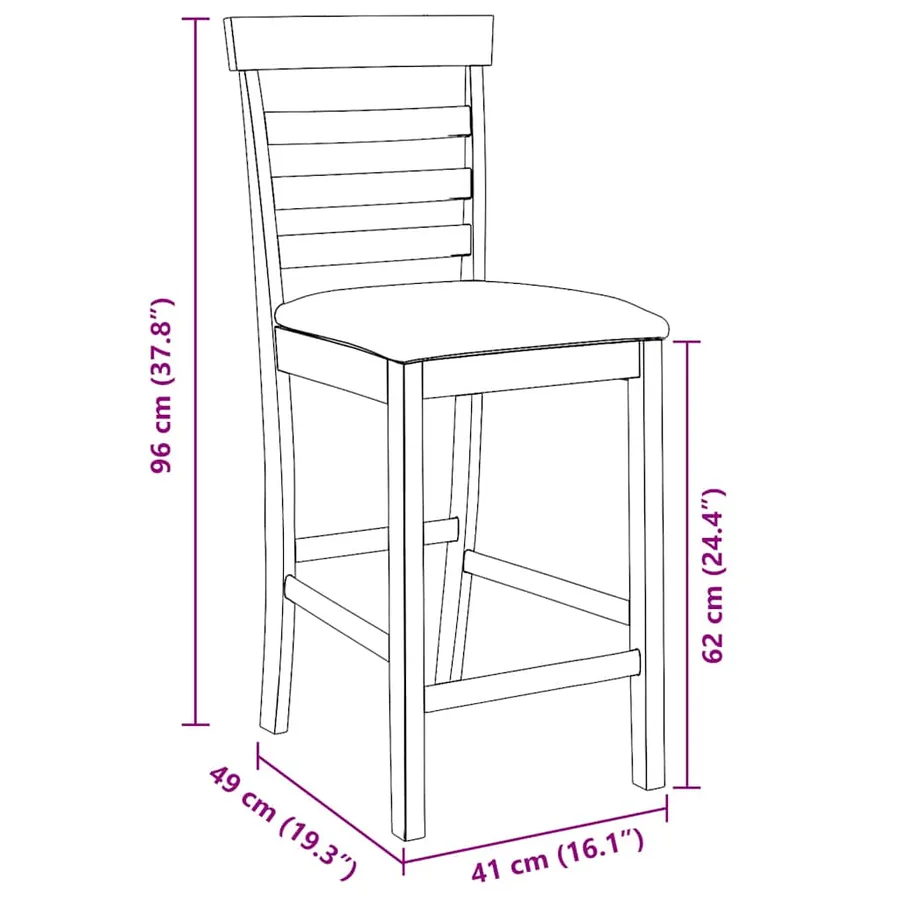 Tabourets de bar avec coussins 2 pcs blanc bois massif d'hévéa - 11