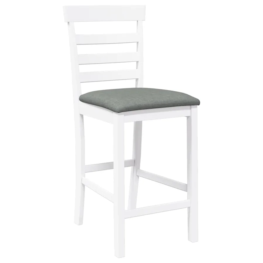 Tabourets de bar avec coussins 2 pcs blanc bois massif d'hévéa - 4