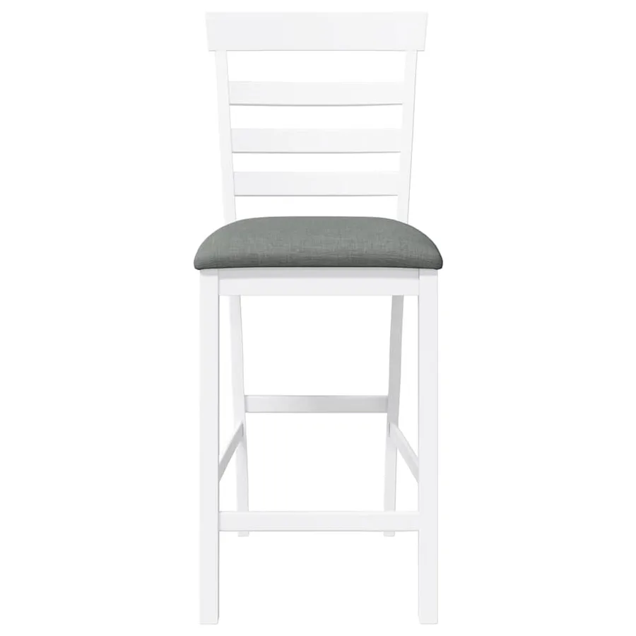Tabourets de bar avec coussins 2 pcs blanc bois massif d'hévéa - 5