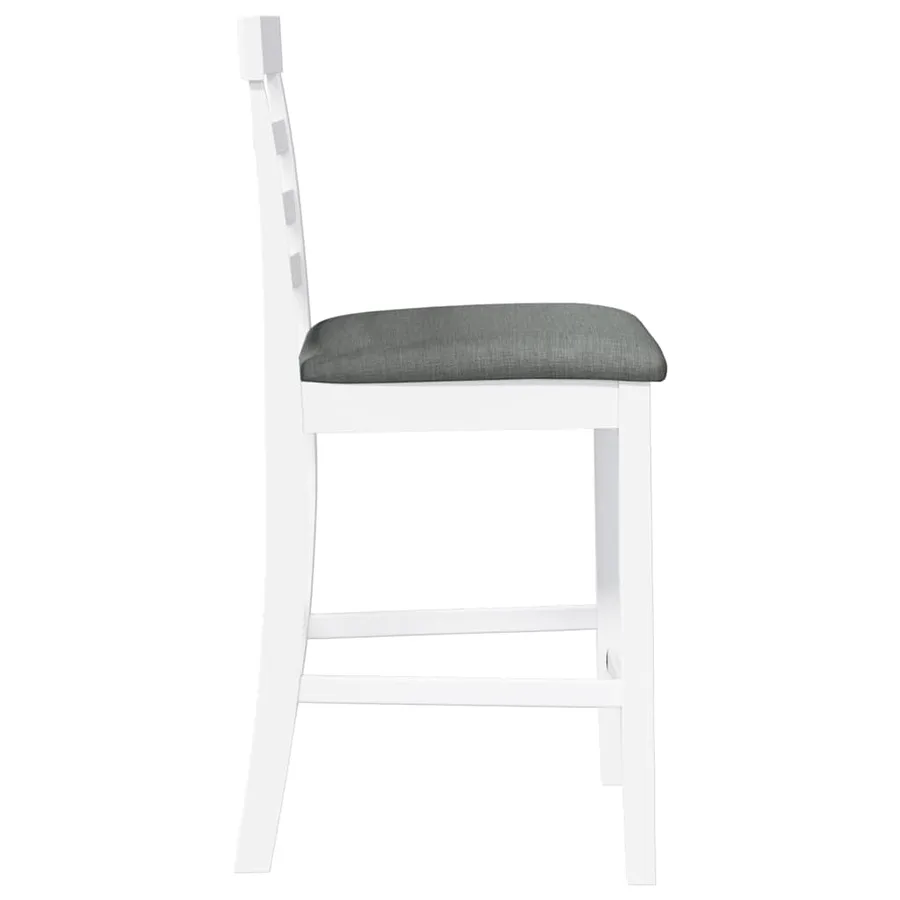 Tabourets de bar avec coussins 2 pcs blanc bois massif d'hévéa - 6