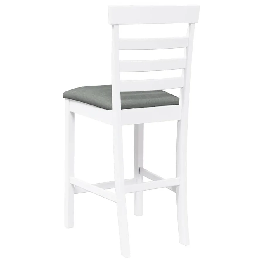 Tabourets de bar avec coussins 2 pcs blanc bois massif d'hévéa - 7