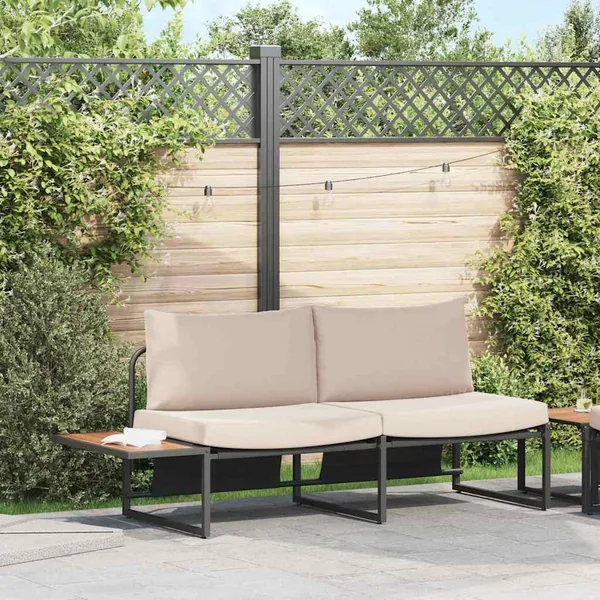 Canapé de jardin avec coussin Taupe 200,5 x 70 x 85,5 cm Acier